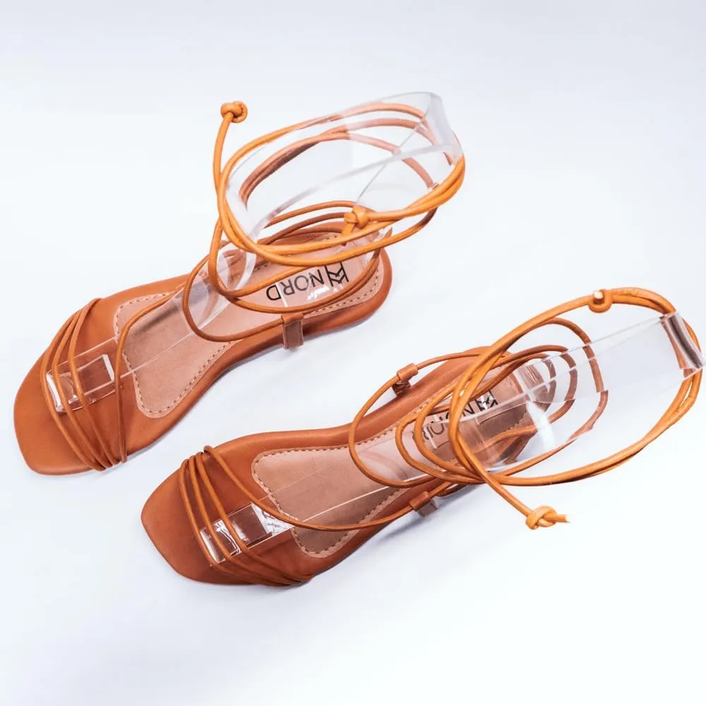 Nord Amaryllis Womens Lace up Flat Sandals with Ankle Strap Summer Criss-Cross Gladiator Shoes