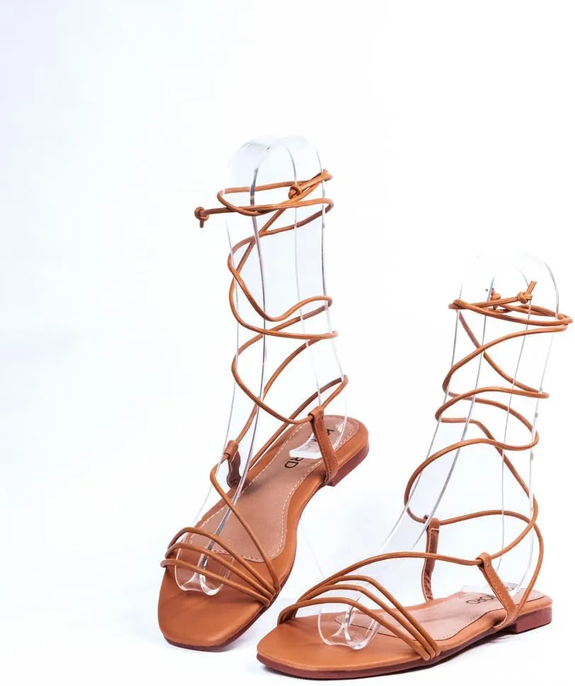 Nord Amaryllis Womens Lace up Flat Sandals with Ankle Strap Summer Criss-Cross Gladiator Shoes
