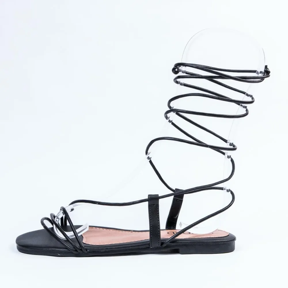 Nord Amaryllis Womens Lace up Flat Sandals with Ankle Strap Summer Criss-Cross Gladiator Shoes