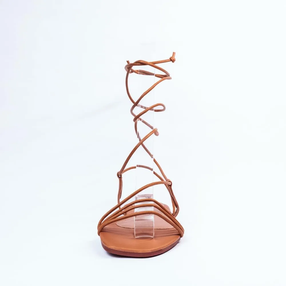Nord Amaryllis Womens Lace up Flat Sandals with Ankle Strap Summer Criss-Cross Gladiator Shoes
