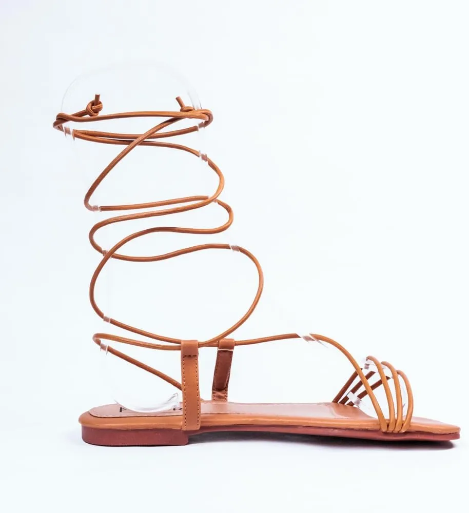 Nord Amaryllis Womens Lace up Flat Sandals with Ankle Strap Summer Criss-Cross Gladiator Shoes