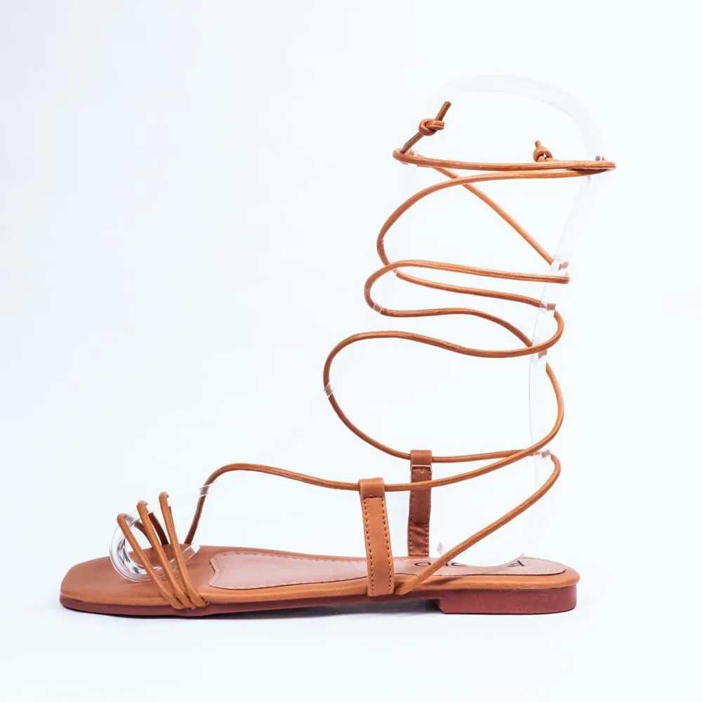 Nord Amaryllis Womens Lace up Flat Sandals with Ankle Strap Summer Criss-Cross Gladiator Shoes