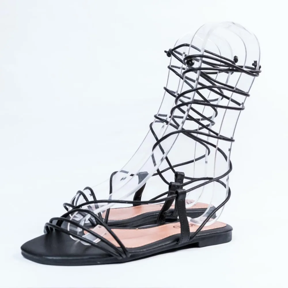 Nord Amaryllis Womens Lace up Flat Sandals with Ankle Strap Summer Criss-Cross Gladiator Shoes