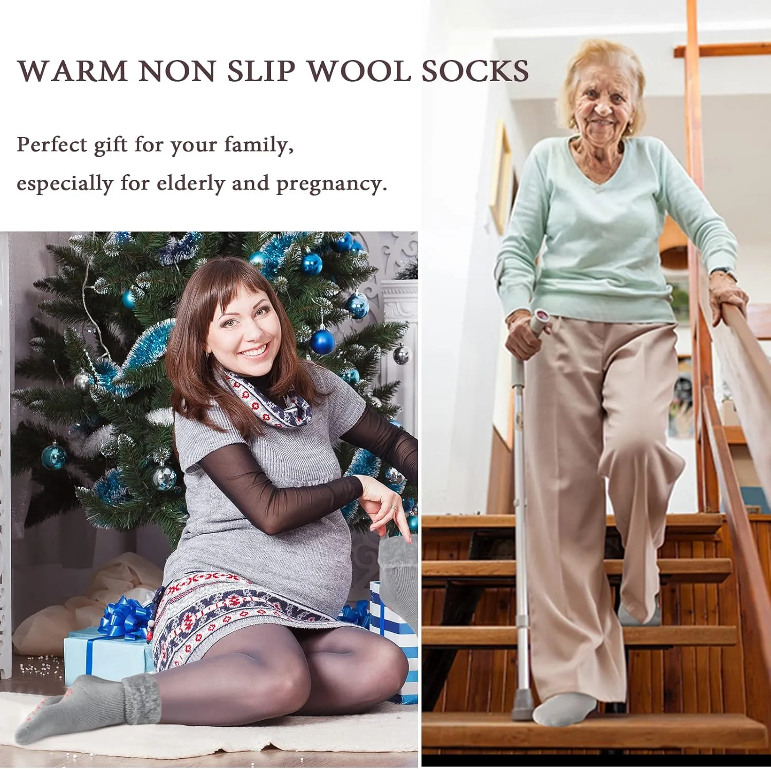 NOVAYARD Non Slip Grippy Sock Warm Fuzzy Winter Thermal hospital Slipper Socks for Women Men 3 Pairs