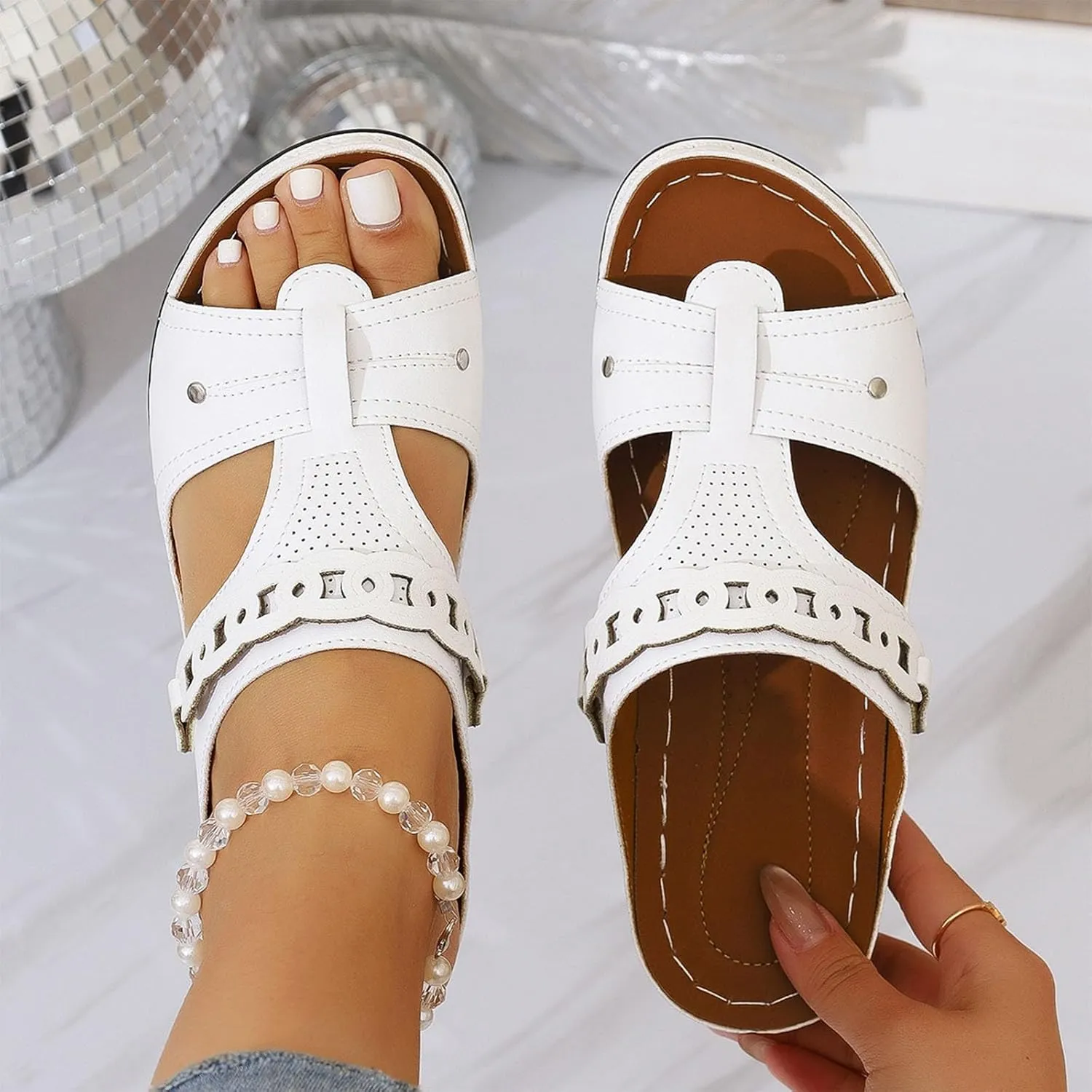 Orthopedic Sandals for Women Backless Slides Slip On Comfortable Anti-Slip Casual Dressy Wedge Sandales Arch Support