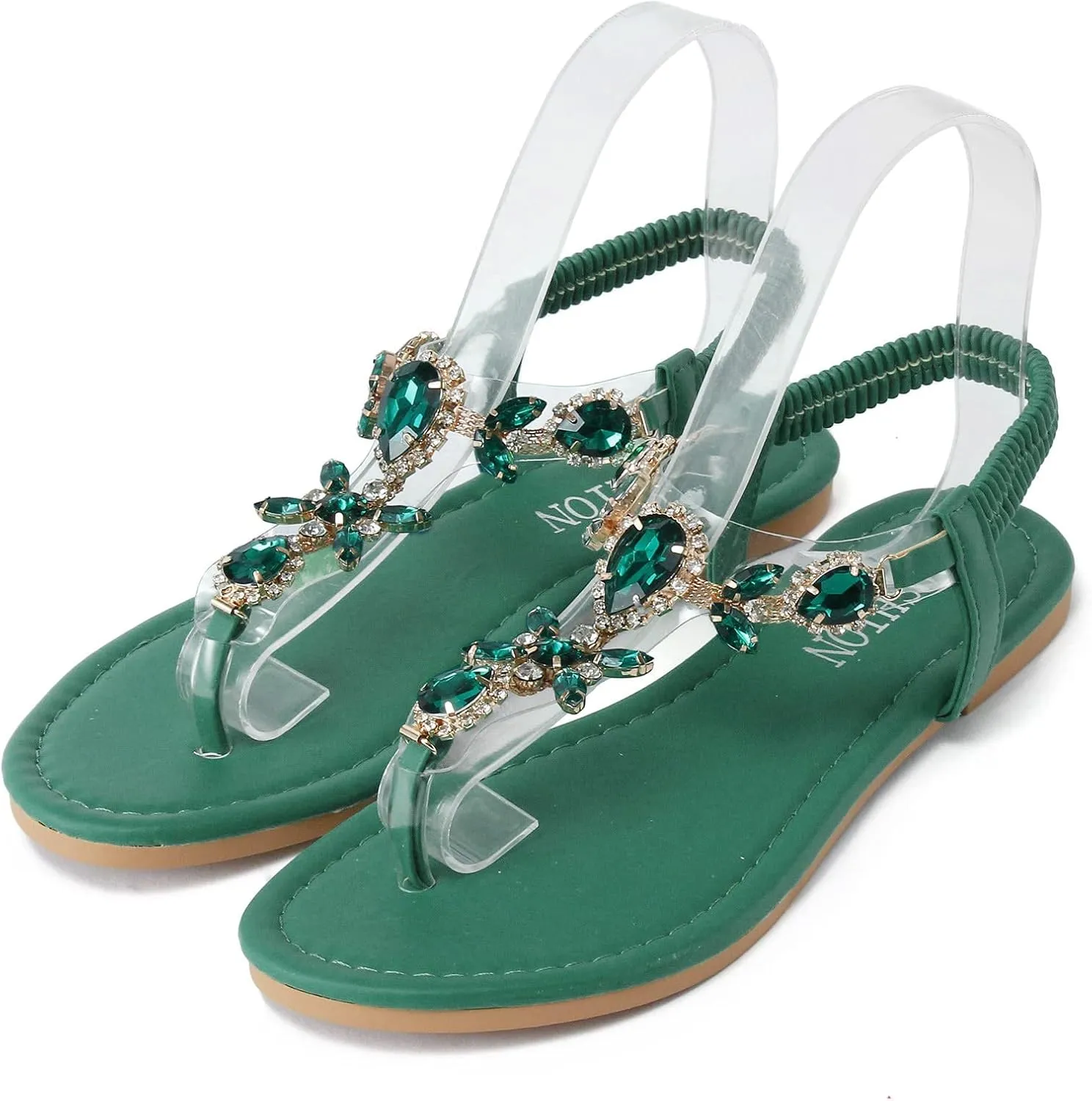 Orthopedic Sandals for Women Flats with Arch Support Adjustable Rhinestone Summer Beach Walking Cushion Sandals