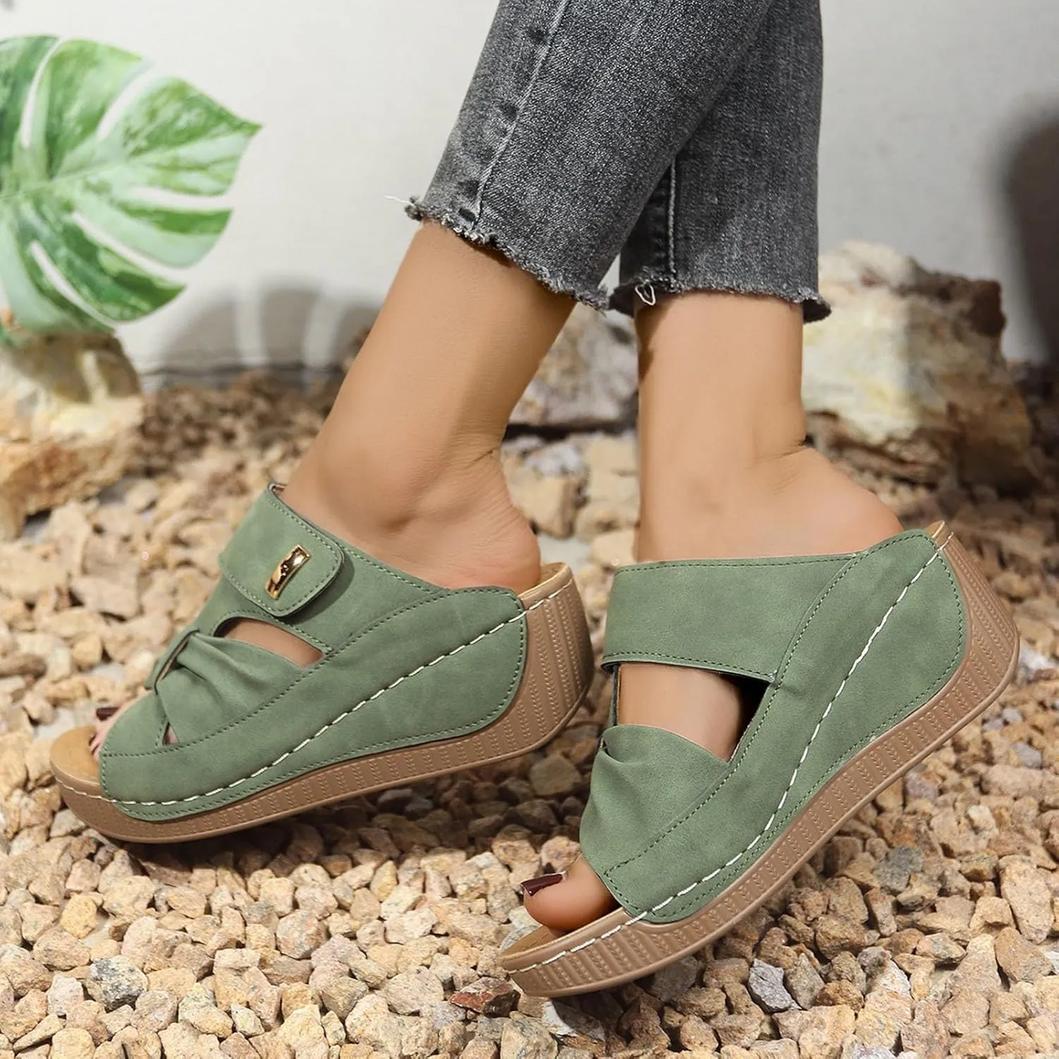Orthopedic Sandals for Women Slide Shoes Slip On Dressy Summer Womens Sandals Comfort Open Toe Wedge Sandals Walking