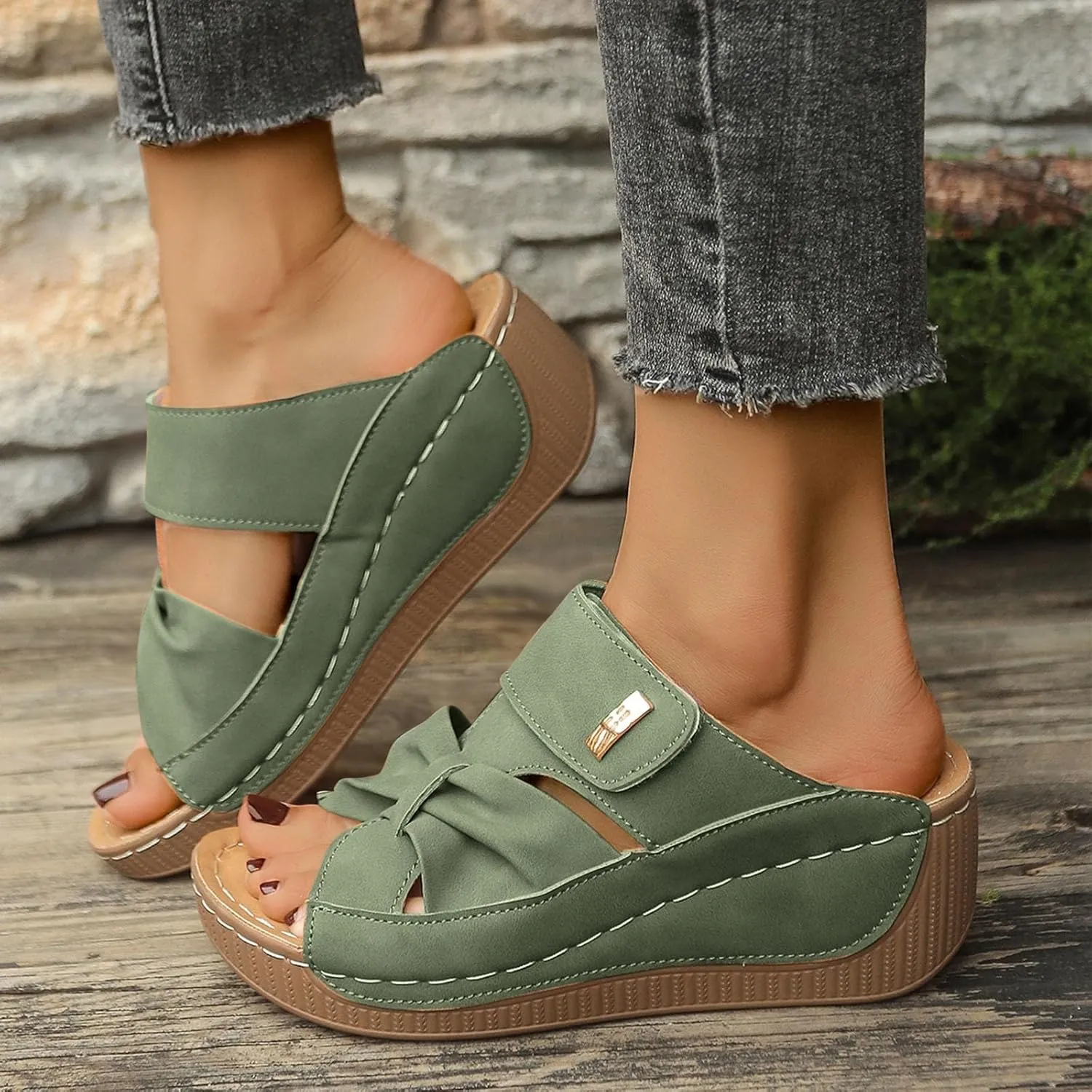 Orthopedic Sandals for Women Slide Shoes Slip On Dressy Summer Womens Sandals Comfort Open Toe Wedge Sandals Walking