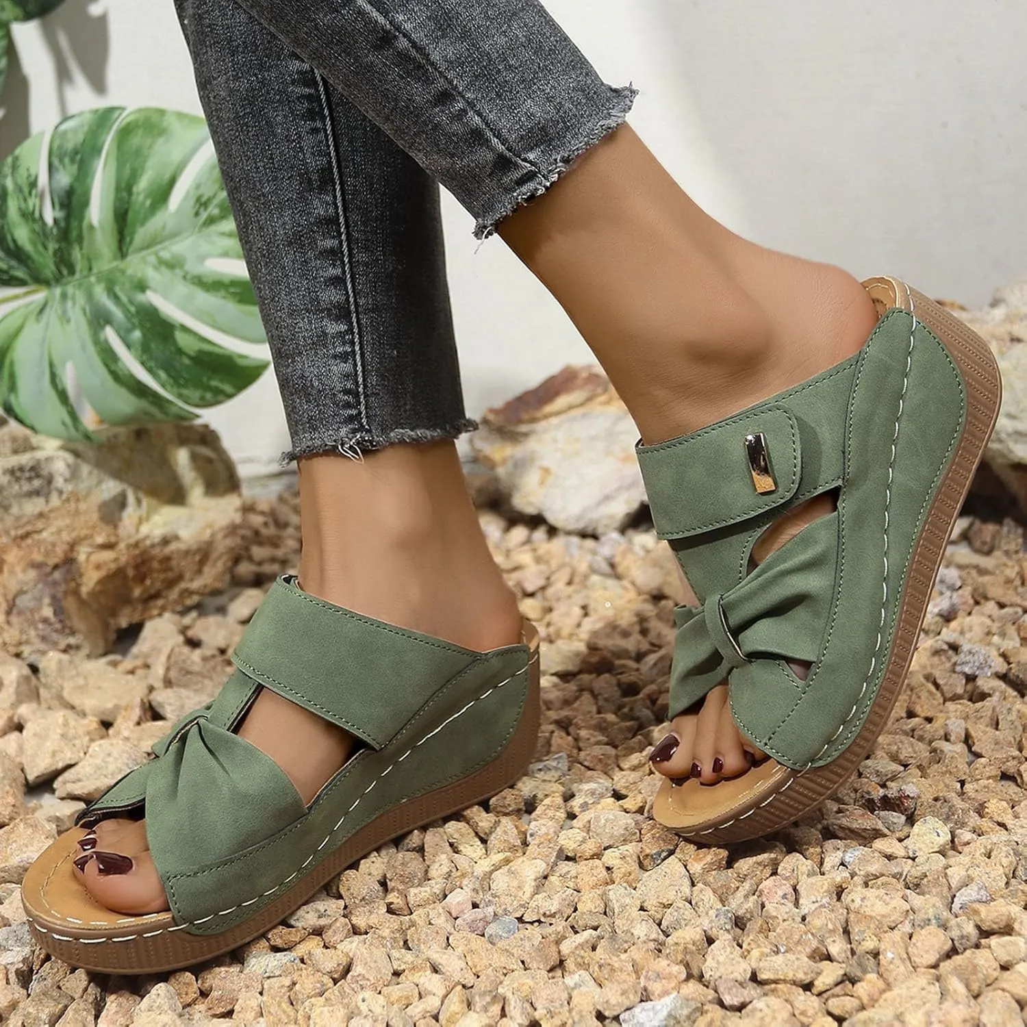 Orthopedic Sandals for Women Slide Shoes Slip On Dressy Summer Womens Sandals Comfort Open Toe Wedge Sandals Walking