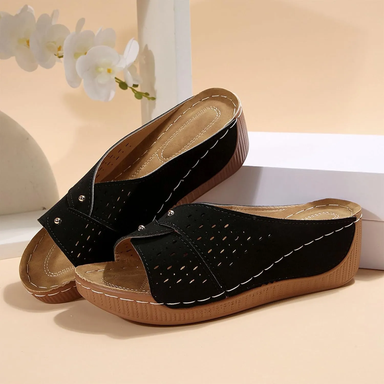 Orthopedic Sandals Womens Dressy Arch Support Ladies Slip on Wedge Sandal Today Summer Casual Slides