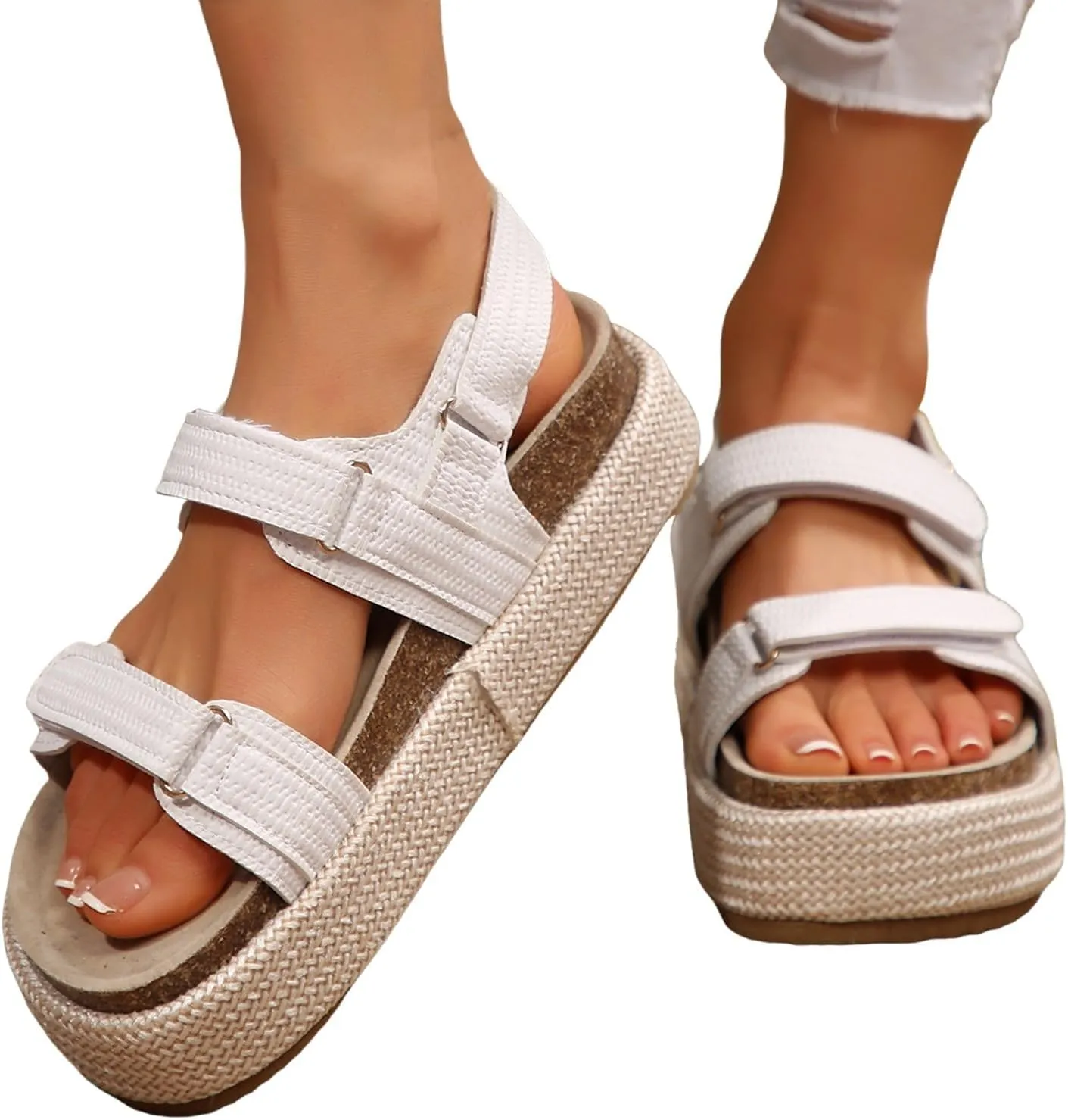 Platform Wedge Sandals for Women Comfortable Adjustable Platform Slip-On Beach Sandals Slides for Women