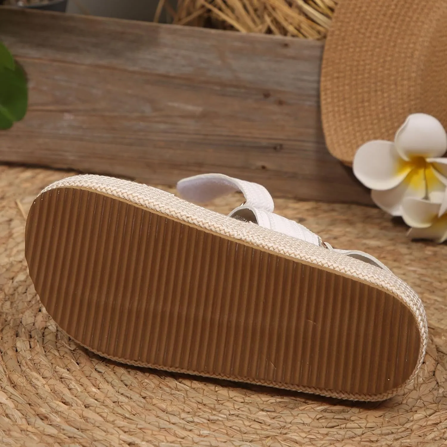 Platform Wedge Sandals for Women Comfortable Adjustable Platform Slip-On Beach Sandals Slides for Women