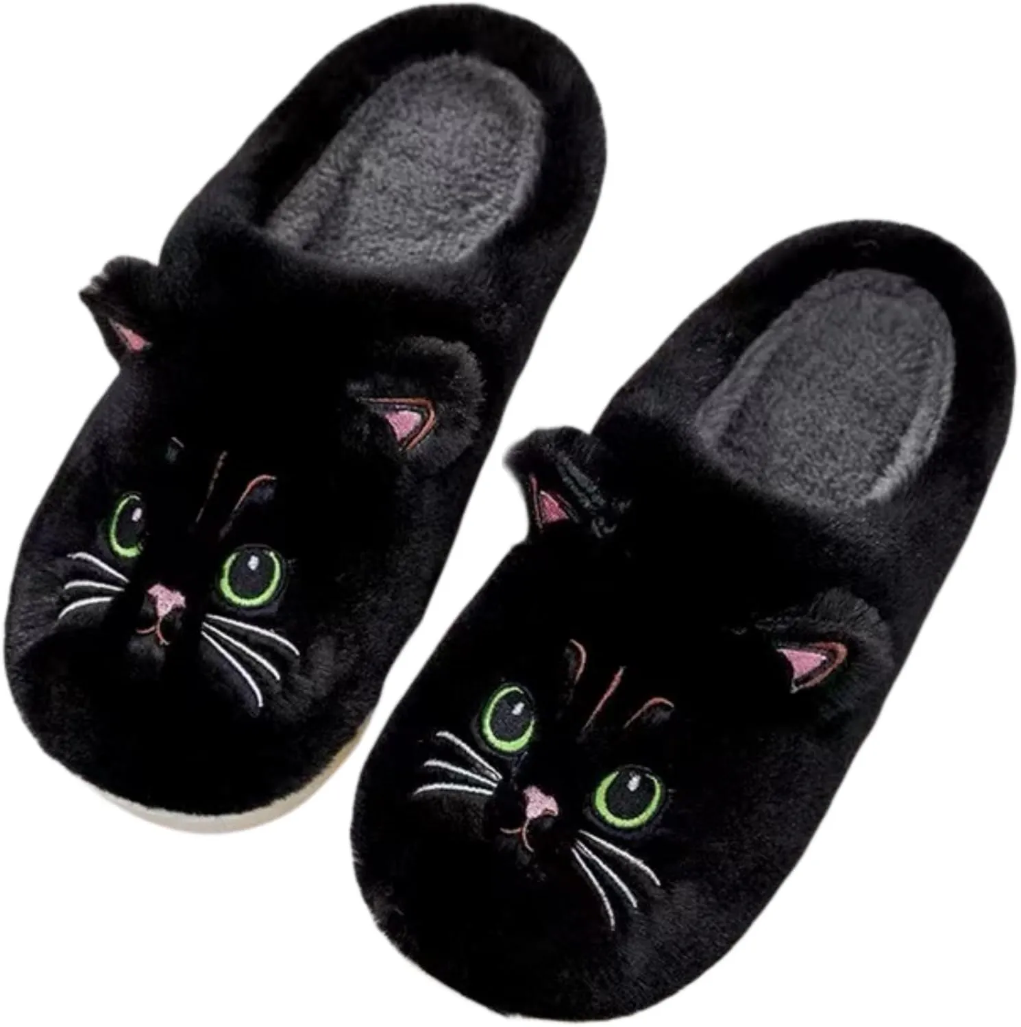 Plush animal slippers, soft and comfortable slippers, women's home slippers, bedroom cat girl plush slippers
