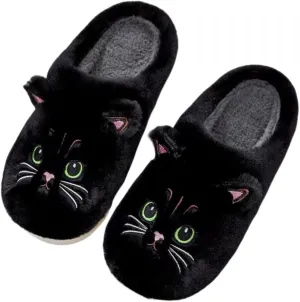 Plush animal slippers, soft and comfortable slippers, women's home slippers, bedroom cat girl plush slippers