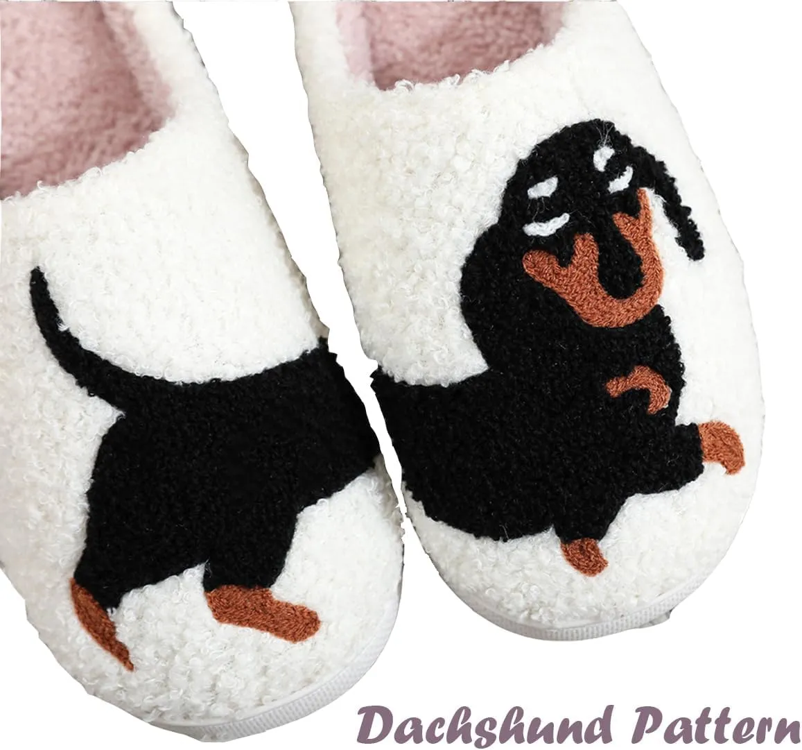 QSKPC animal slippers for women Fluffy Plush Slippers Cute Cartoon House Slipper Fruit Slippers for Womens Mens Plush Soft Memory Foam House Shoes
