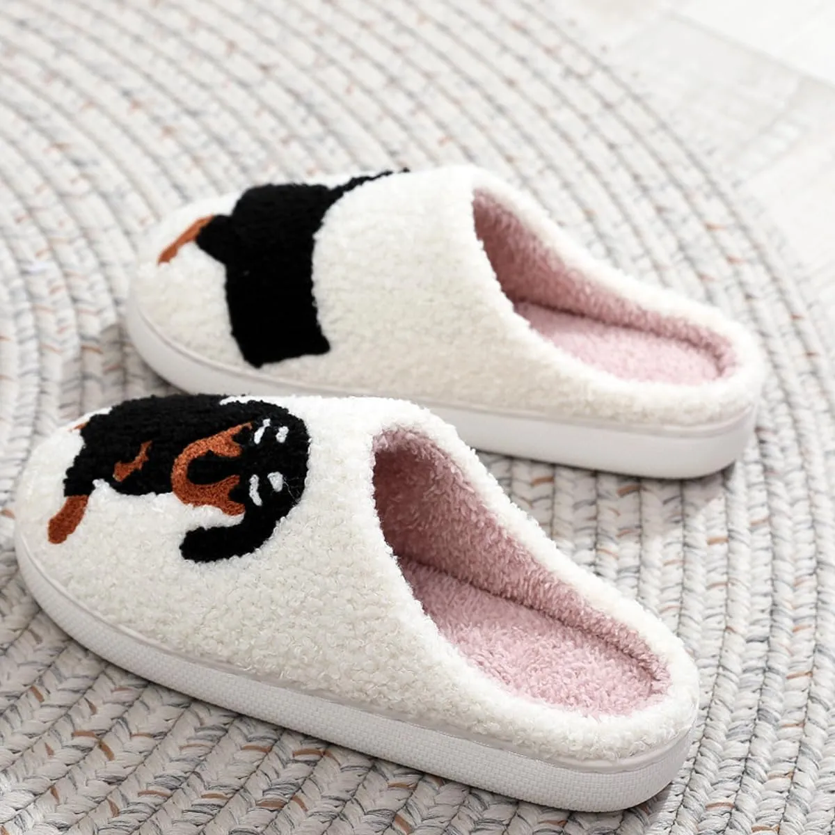 QSKPC animal slippers for women Fluffy Plush Slippers Cute Cartoon House Slipper Fruit Slippers for Womens Mens Plush Soft Memory Foam House Shoes