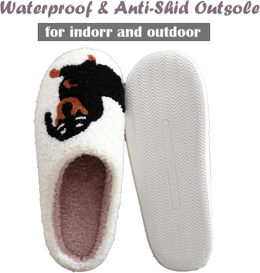 QSKPC animal slippers for women Fluffy Plush Slippers Cute Cartoon House Slipper Fruit Slippers for Womens Mens Plush Soft Memory Foam House Shoes