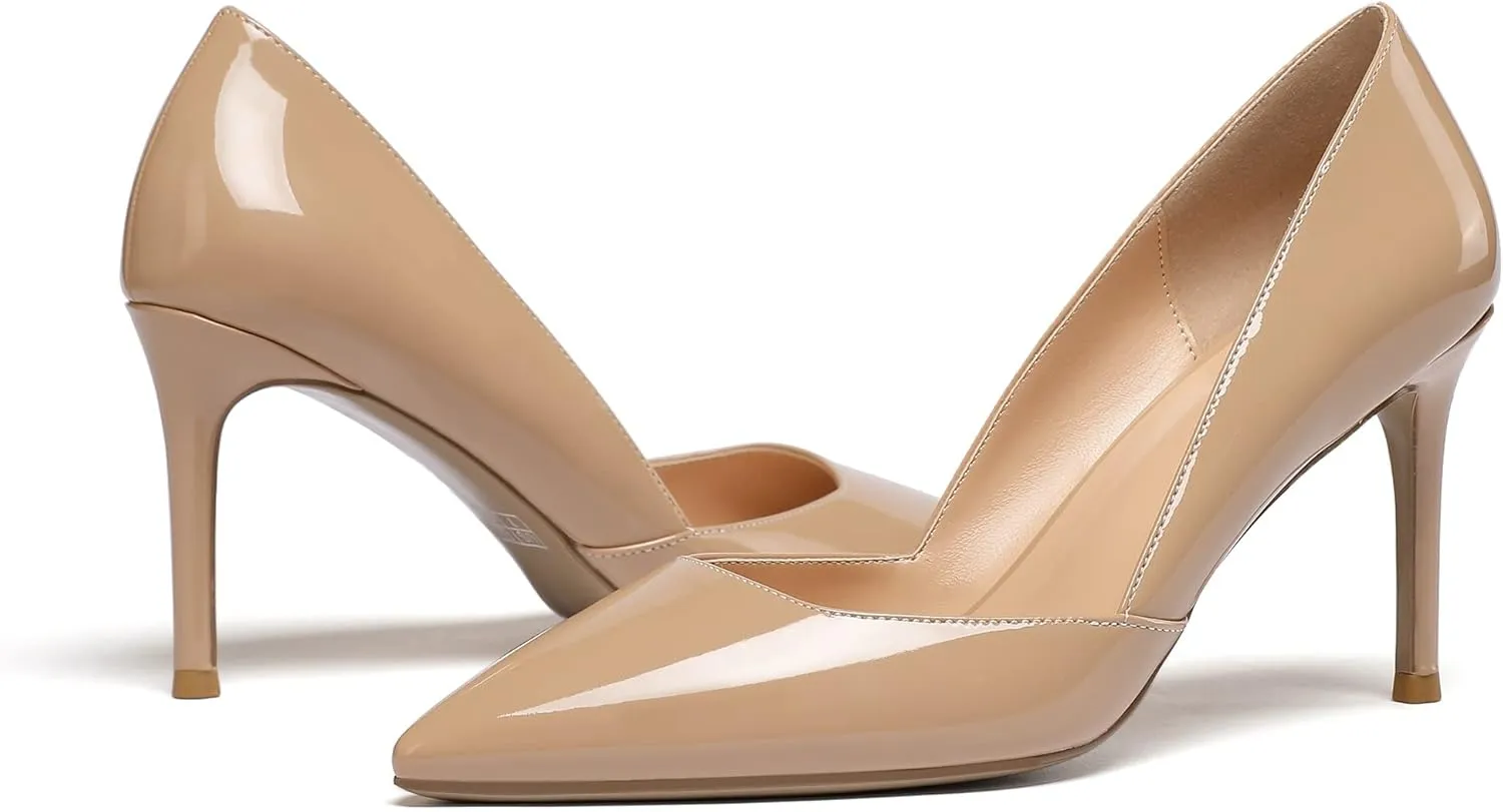 SAMMITOP Women's Pointed Toe D'Orsay Slip On Pumps Party Wedding Dress Dance Shoes
