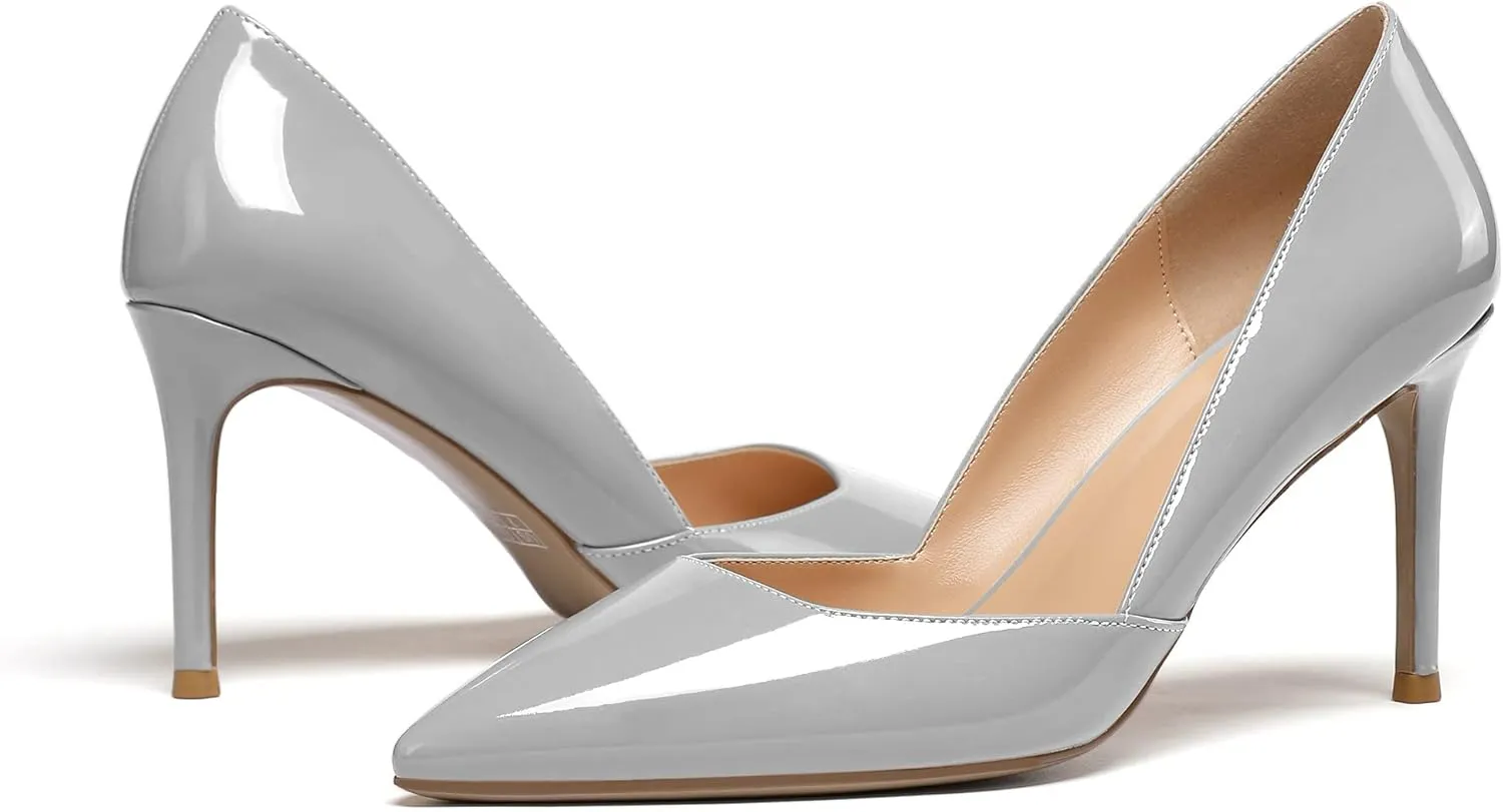 SAMMITOP Women's Pointed Toe D'Orsay Slip On Pumps Party Wedding Dress Dance Shoes