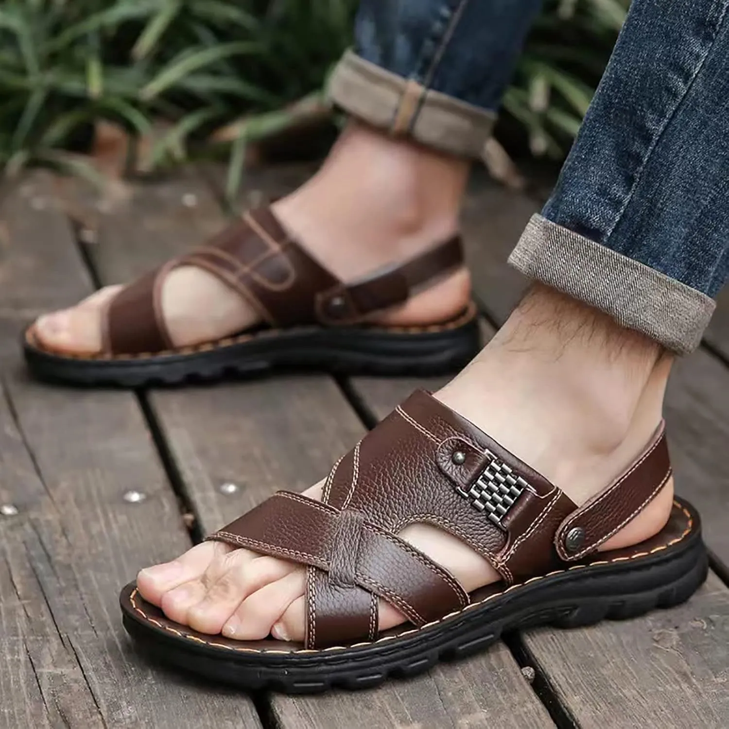 Sandals for Men Athletic Sandals Open Toe Hiking Outdoor Shoes for Men Summer Comfortable Breathable Outdoor