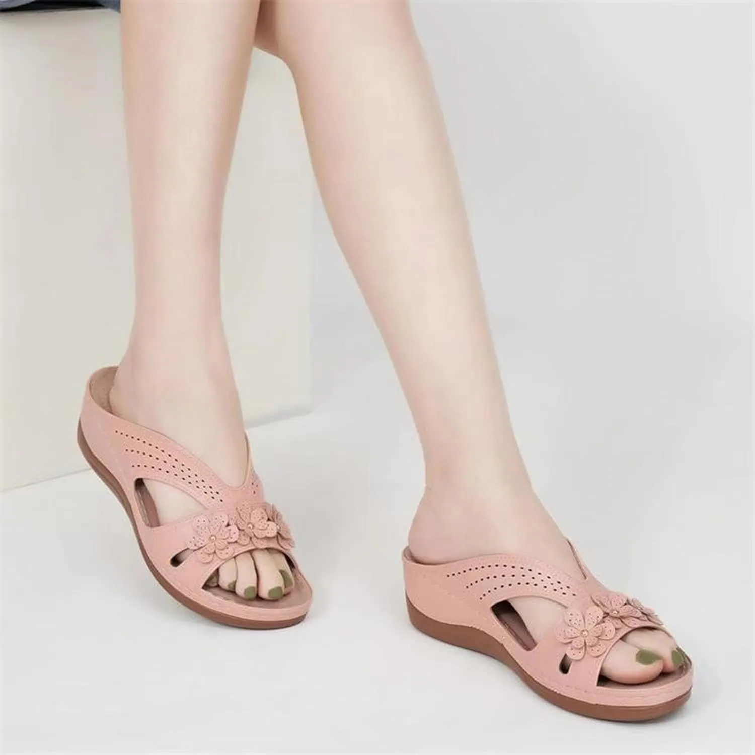 Sandals Womens Casual Slide Shoes Slip On Dressy Summer Wedge Platform Sandals Comfortable Arch Support Beach Sandal