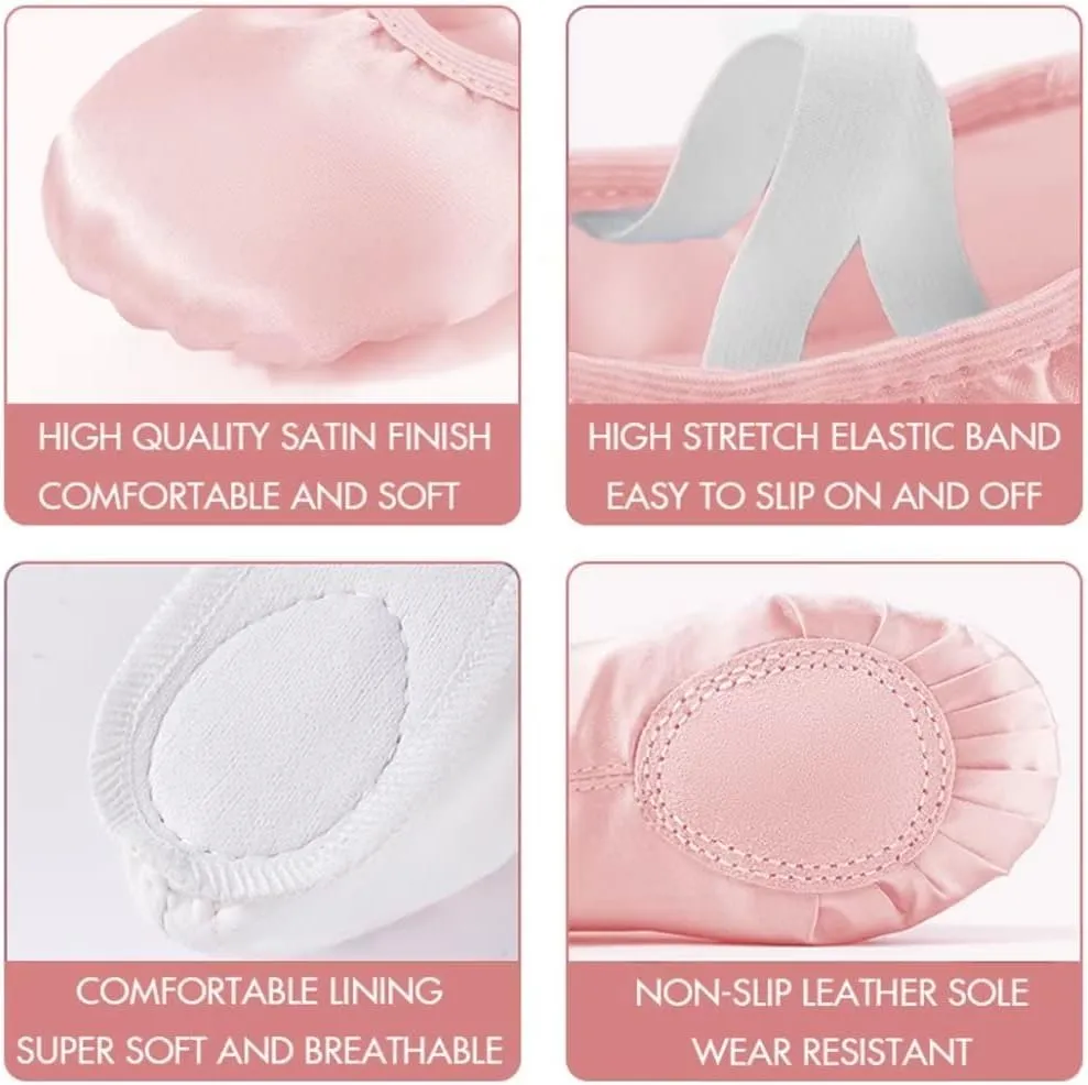 Satin Ballet Slippers for Girls - Toddler Dance Shoes (Little Kid/Big Kid)