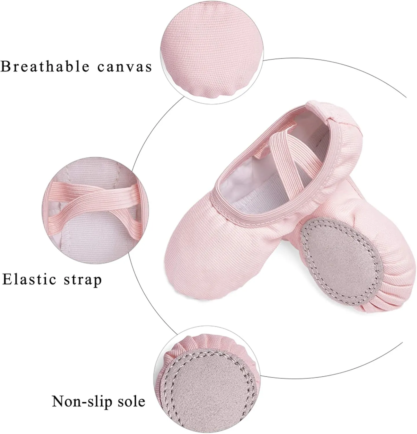 Stelle Canvas Ballet Shoes Toddler Girls Ballet Slippers No-Tie Boys Dance Shoes