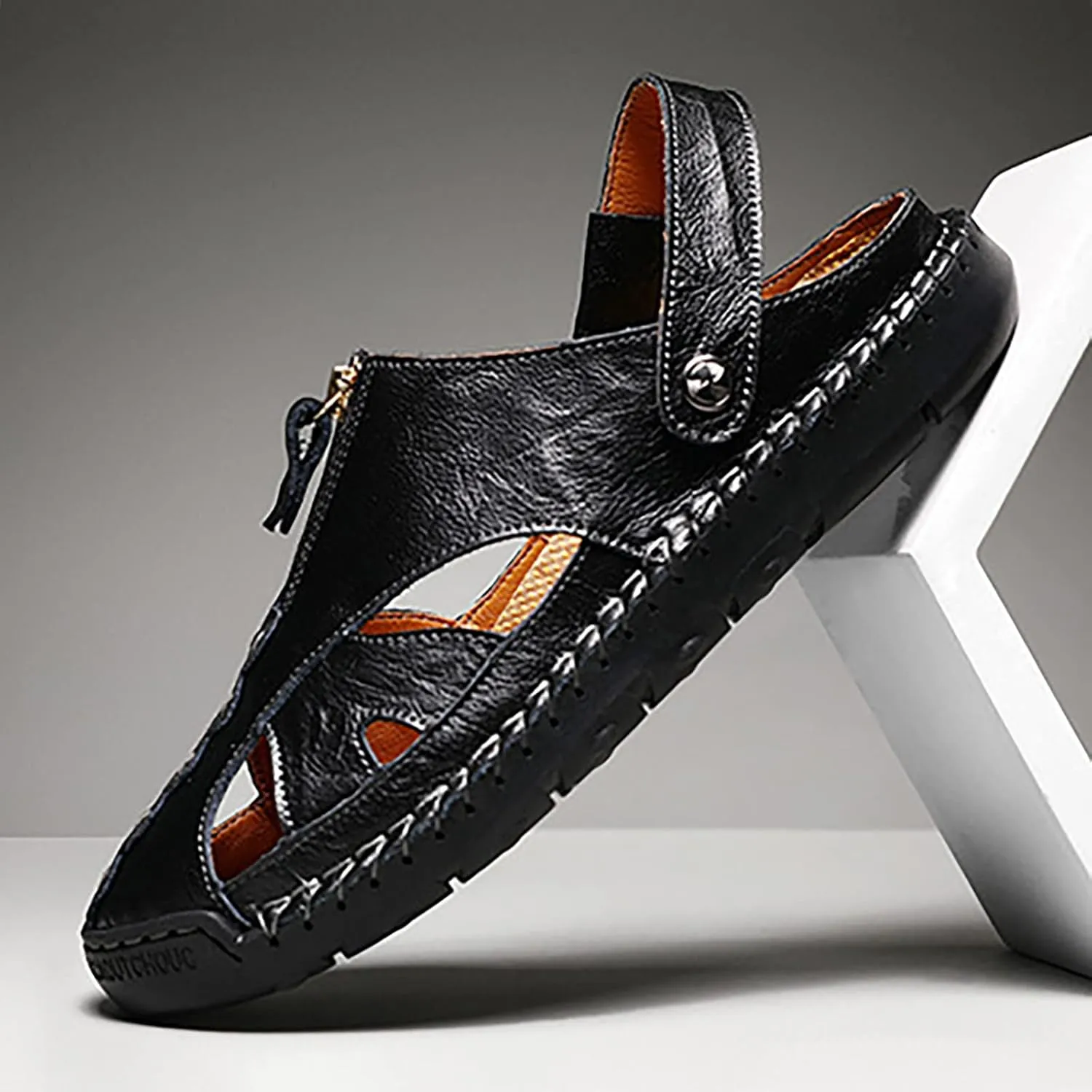 Summer Leather Sandals Breathable Sports Handmade Large Men's Casual Shoes Versatile Daily Beach Sandals Men