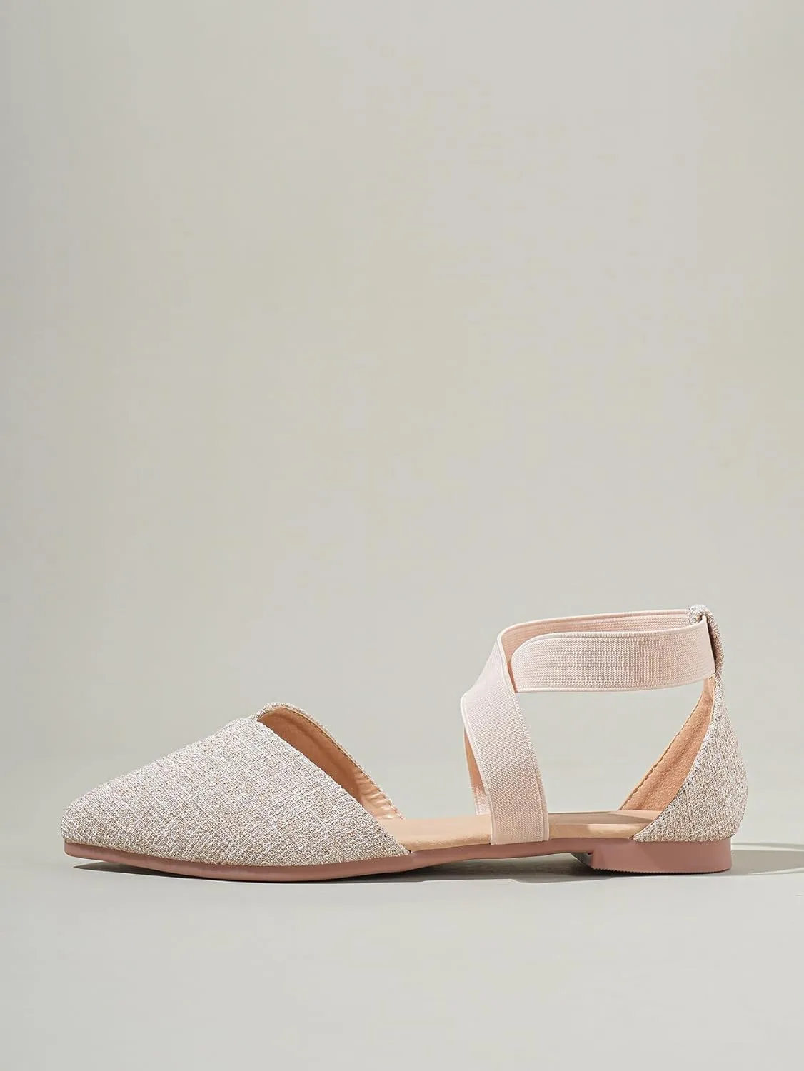 SweatyRocks Women's Criss Cross Strap Point Toe Flat Shoes Linen Dressy Summer Shoes