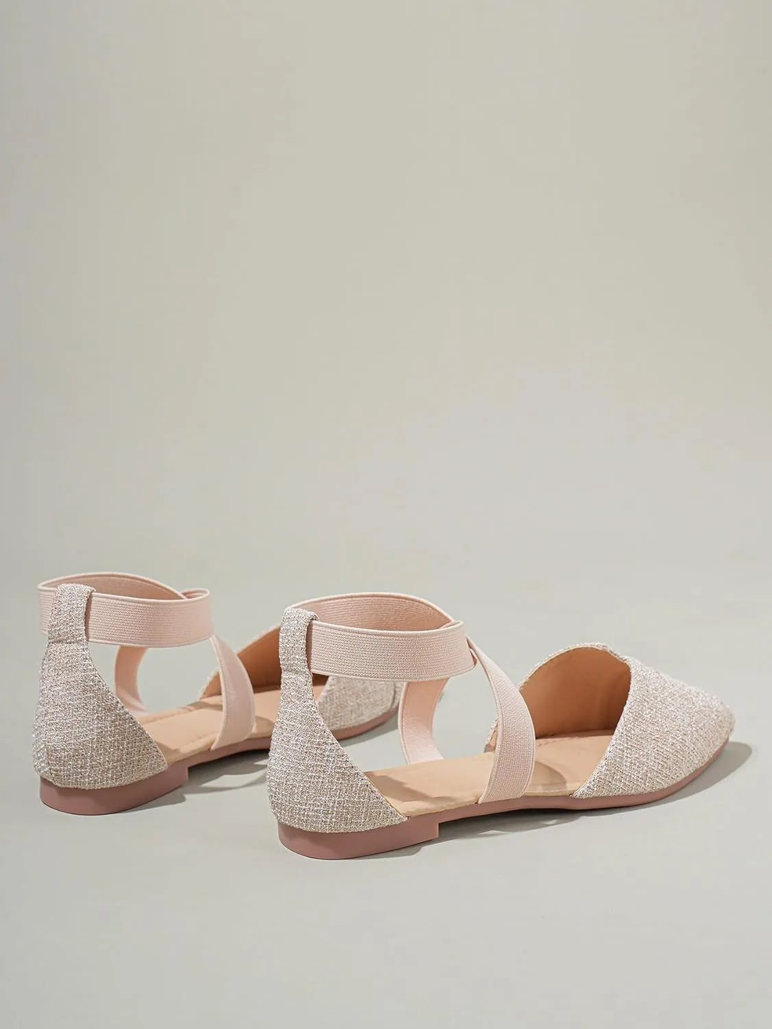SweatyRocks Women's Criss Cross Strap Point Toe Flat Shoes Linen Dressy Summer Shoes