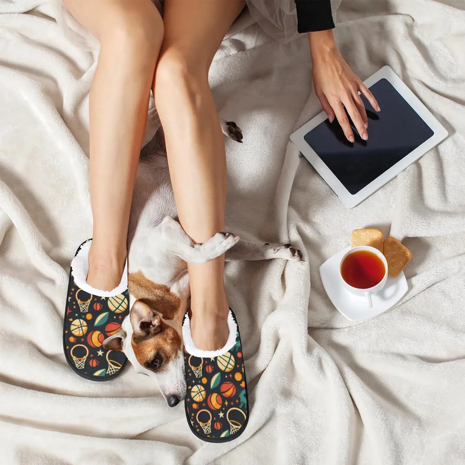 Tavisto Cozy Travel Slippers for Women Men, Non-Slip Sole Fleece Lining Washable House Shoes