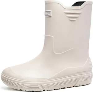 Tmore Rain Boots for Men Waterproof Rubber Boots Mid-Calf Anti-slip Garden Boots Comfort Lightweight Work Shoes Rainboot for Outdoor, Fishing, Hiking, Camping