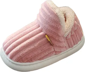 Toddler Kids Plush Slippers Boys Girls Fuzzy Plush Fleece Slippers with Soft Anti-Skid Sole Slipper Slip-On Shoes