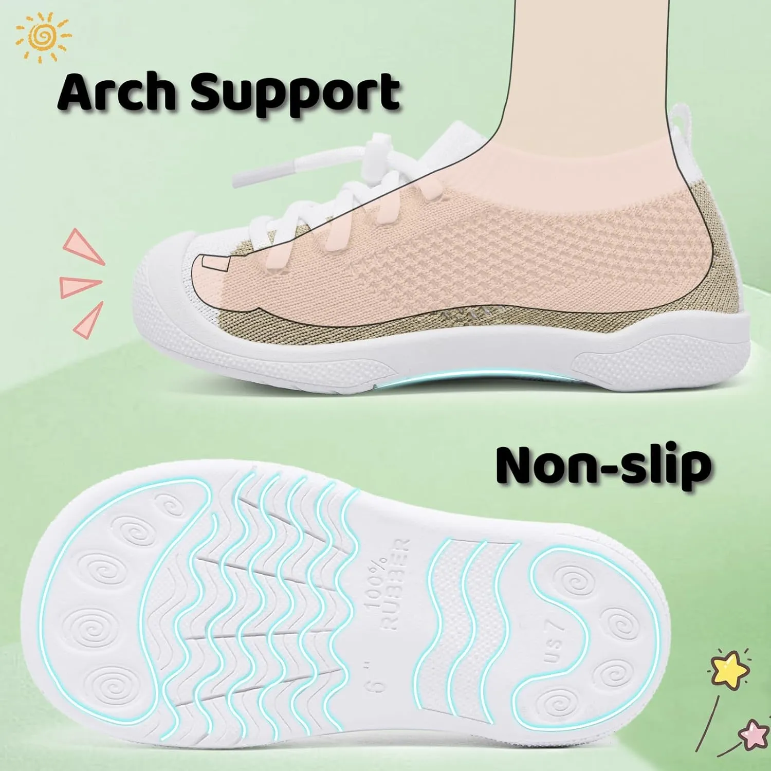 Toddler Shoes Boys Girls | with Arch Support | Slip-on| Barefoot | Breathable & Non-Slip Tennis Shoes