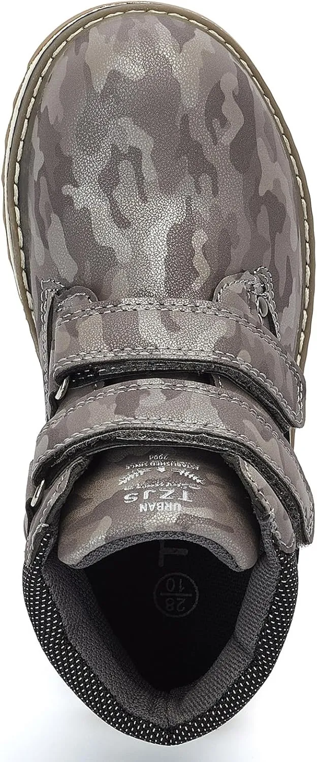TZJS Kids' Hiking Work Boots for Boys Girls, Waterproof Outdoor Ankle Boots with Hook and Loop