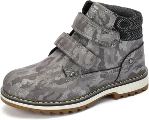 TZJS Kids' Hiking Work Boots for Boys Girls, Waterproof Outdoor Ankle Boots with Hook and Loop