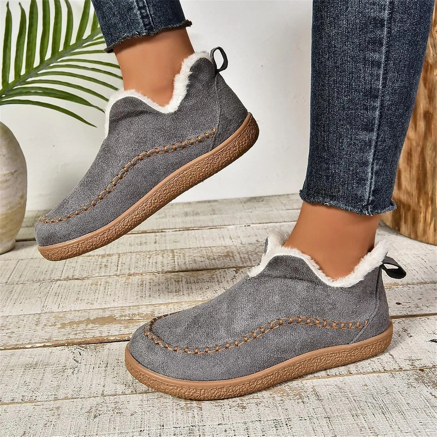 Warm Snow Boots for Women Plush Lined Comfortable Womens Boots Casual Slip On Winter Waterproof Booties Outdoor