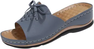 Women Arch Support Slides Comfort Walking Sandal Dressy Casual Bow Orthotic Slip on Sandals Orthopedic Sandales