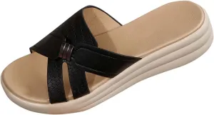Women's Arch Support Slide Sandals Dressy Summer Wedge Shoes Comfortable Slip On Lightweight Platform Slipper Sandal