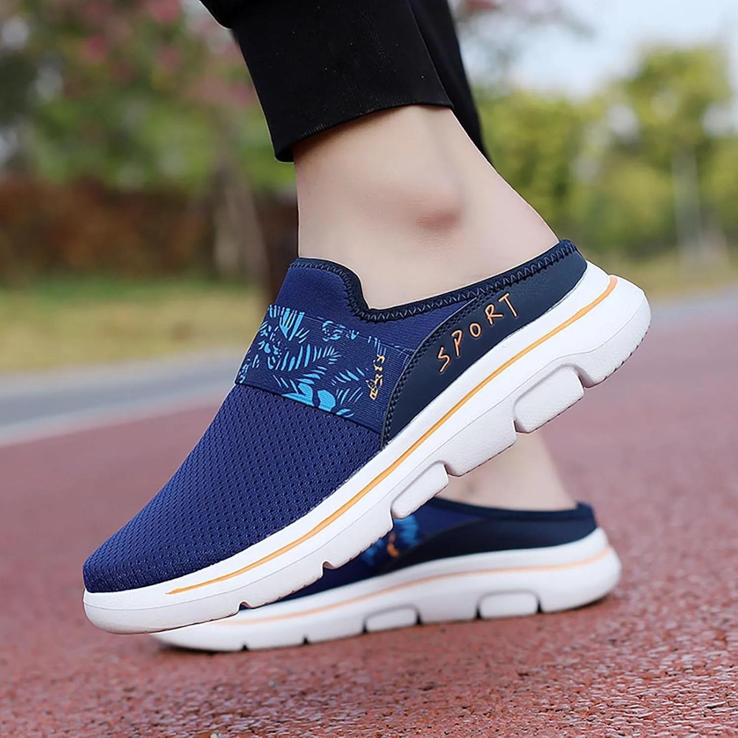Women's Backless Slip on Mesh Sneakers Shoes Womens Running Shoes Casual Business Casual Shoes Black Platform Sneaker Red Tennis Shoe White Loafers