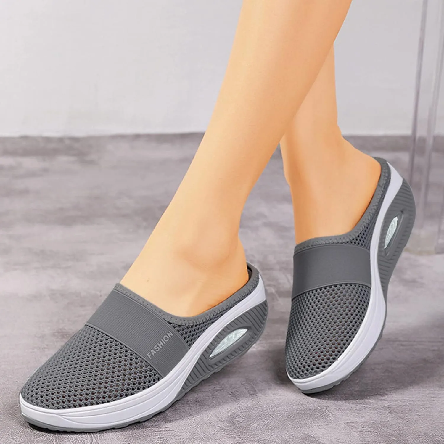 Womens Backless Sneakers Mesh Slip-on Mule Shoes Running Shoes for Women Wide Feet Casual Tennis Shoes White Platform Sneakers Brown Tennis Shoe Loafers Casual Slip On
