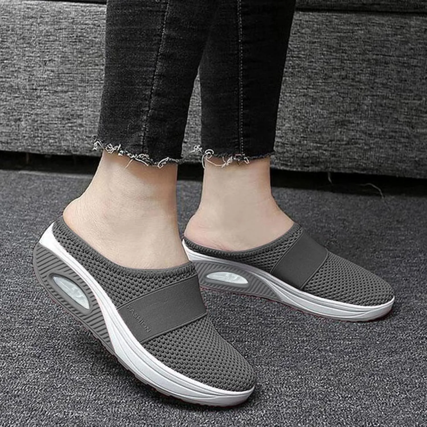 Womens Backless Sneakers Mesh Slip-on Mule Shoes Running Shoes for Women Wide Feet Casual Tennis Shoes White Platform Sneakers Brown Tennis Shoe Loafers Casual Slip On