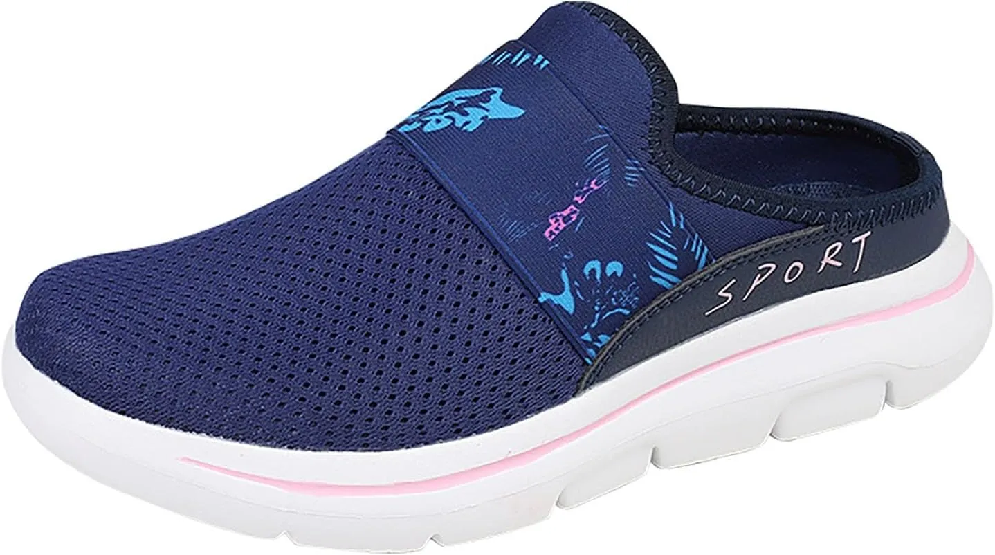 Womens Backless Sneakers Mesh Slip-on Mule Shoes Womens Running Shoes High Top Black Casual Shoes Black Sneakers Platform Tennis Shoe Loafers Casual Slip On