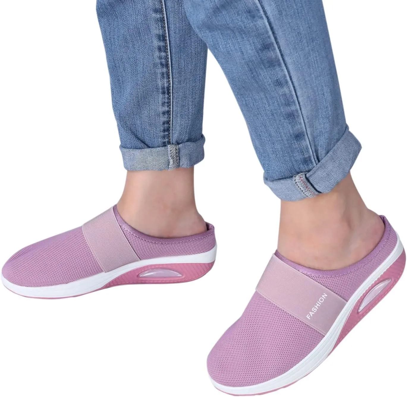 Womens Backless Sneakers Mesh Slip-on Mule Shoes Womens Running Shoes Winter Casual Black Shoes White Platform Sneakers Black Tennis Shoe Loafers Casual Slip On