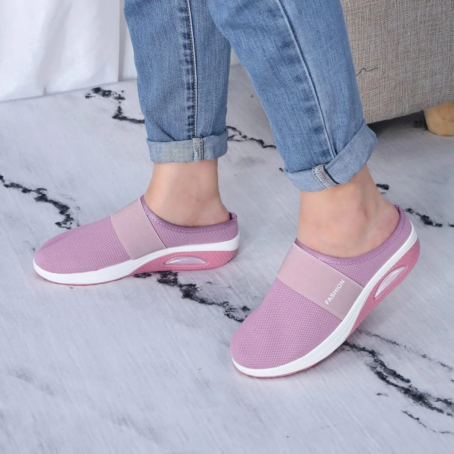 Womens Backless Sneakers Mesh Slip-on Mule Shoes Womens Running Shoes Winter Casual Black Shoes White Platform Sneakers Black Tennis Shoe Loafers Casual Slip On