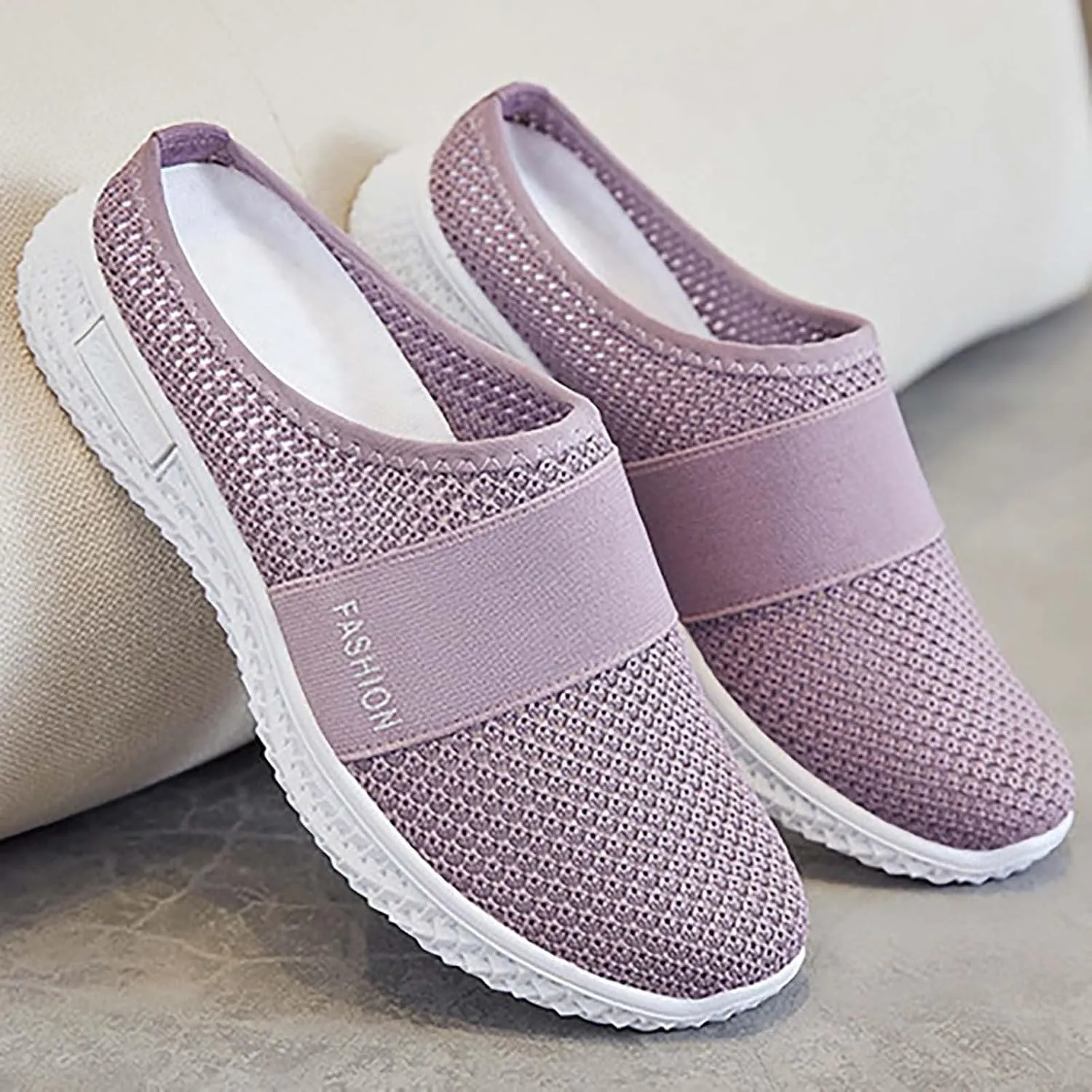 Womens Backless Sneakers Mesh Slip-on Mule Shoes Womens Tennis Shoes Wide Width Slip On Shoes Casual Women Shoes Sneakers Steel Toe Tennis Shoe Loafers Casual Slip On