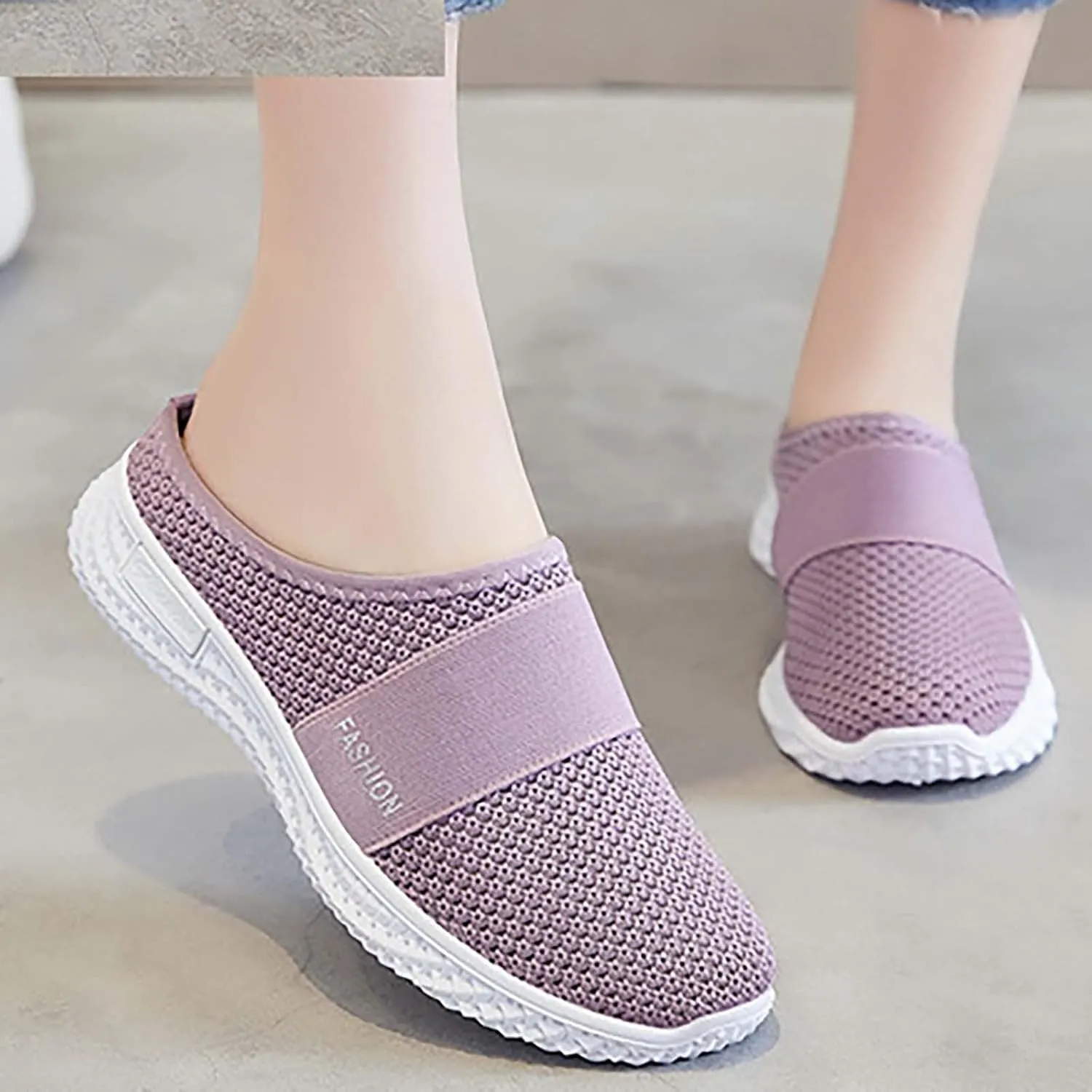 Womens Backless Sneakers Mesh Slip-on Mule Shoes Womens Tennis Shoes Wide Width Slip On Shoes Casual Women Shoes Sneakers Steel Toe Tennis Shoe Loafers Casual Slip On