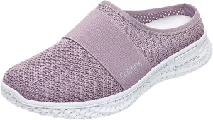 Womens Backless Sneakers Mesh Slip-on Mule Shoes Womens Tennis Shoes Wide Width Slip On Shoes Casual Women Shoes Sneakers Steel Toe Tennis Shoe Loafers Casual Slip On