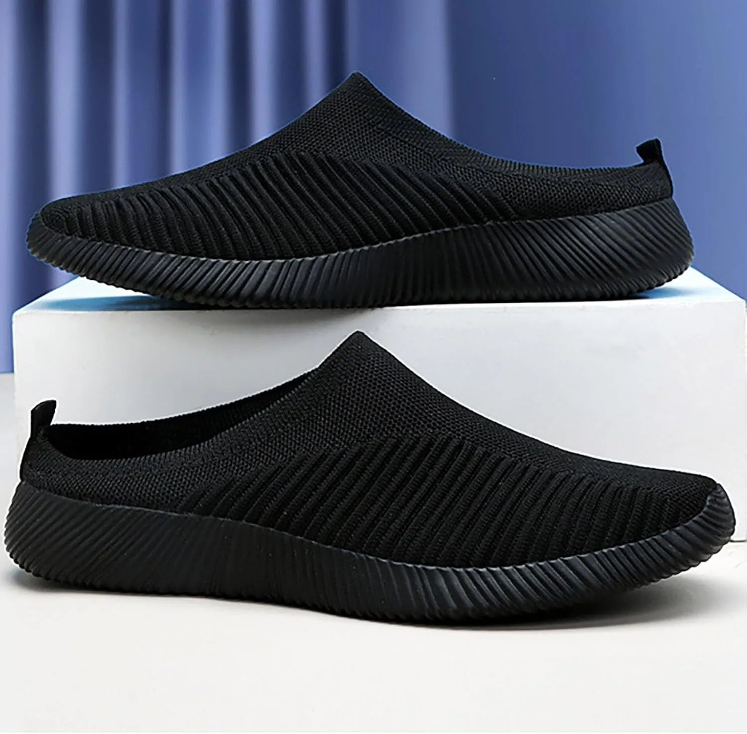 Womens Backless Sneakers Mesh Slip-on Mule Shoes Womens Tennis Shoes Wide Width Slip On Shoes Casual Women Shoes Sneakers Steel Toe Tennis Shoe Loafers Casual Slip On