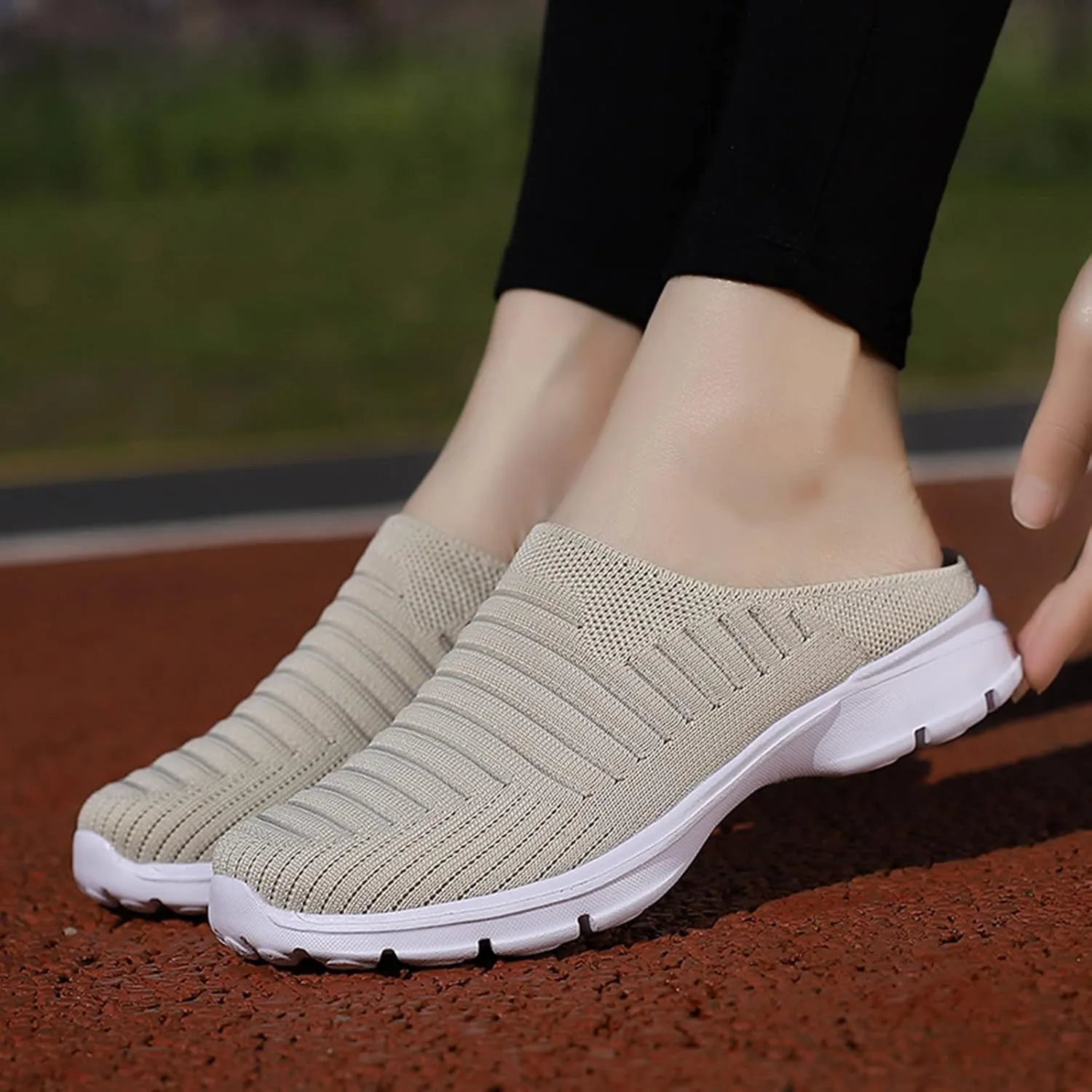 Women's Backless Walking Sneakers Summer Slip-on Mens Dress Shoes Wide Casual Black Shoes Casual Sneakers Steel Toe Tennis Shoe Cross Trainer Shoe